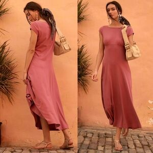 New Free People Ellis Maxi Dress Brushed Mauve S Pink Red Rose Lilac Purple Midi